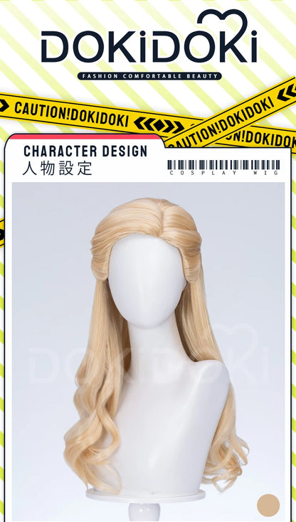 Glinda Elphaba Cosplay Wig Anime Wicked DokiDoki Front Lace Wig Golden Long 60cm Hair Glinda Cosplay Elphaba Hat Free Cap