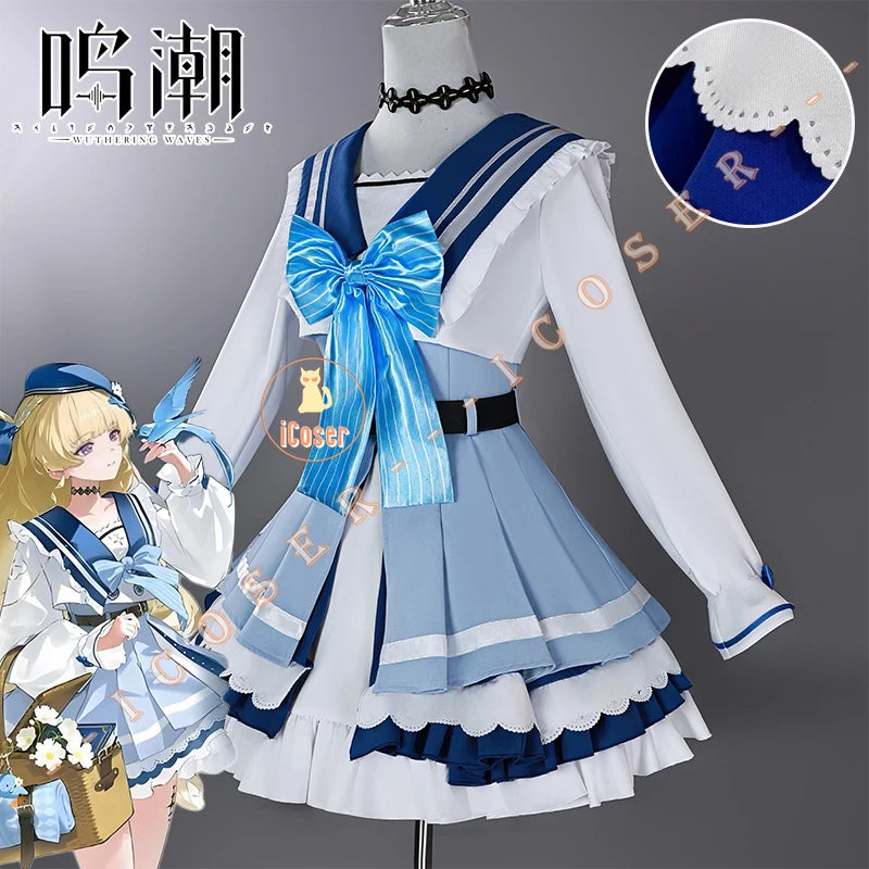 Wuthering Waves Phoebe Cosplay Costume Wig Dress Hat Headwear Linkage Clothing Rinascita Halloween Party for Women Girls Props