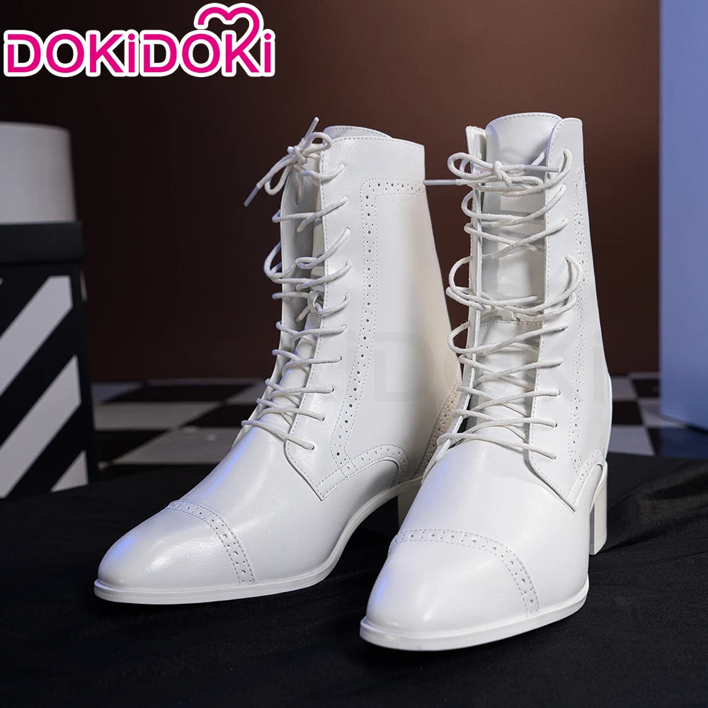 IN STOCK Men Women Cosplay Props 19cm Heightening Shoes DokiDoki Men Daily Black White 15cm Leather Shoes Halloween Cosplay