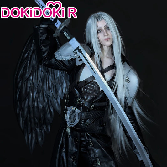 Sephiroth Cosplay Costume Game FF DokiDoki-R【XS-3XL】Men Black Suits Sephiroth Costume Adult Cosplay Plus Size