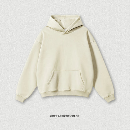 ZODF New 2024 Autumn Winter Men 345gsm Fleece Hoodies Unisex Women Relax Fit Warm Solid Hooded Pullovers Sweatshirts HY0863