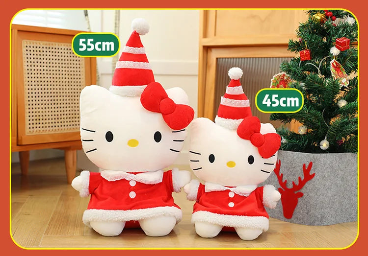 New Sanrio Hallo Kitty Plush Toy Doll Pillow Christmas Kt Cat Plush Toy Cute Hat Kitty Doll Katie Cat Pillow Girl Holiday Gifts