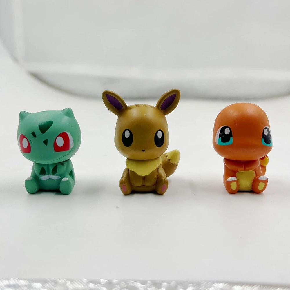 1Set/6pcs Gashapon Toys Pikachu Espeon Charmander Eevee Snorlax Jolteon Flareon Cute Figure Clip Action Figure Toys 3cm