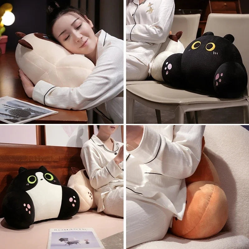 Comfortable Cat Style Back Cushion Sofa Bed Chair Lumbar Support Cushion Comfortable Throw Pillow Reading and Watching TV Soft