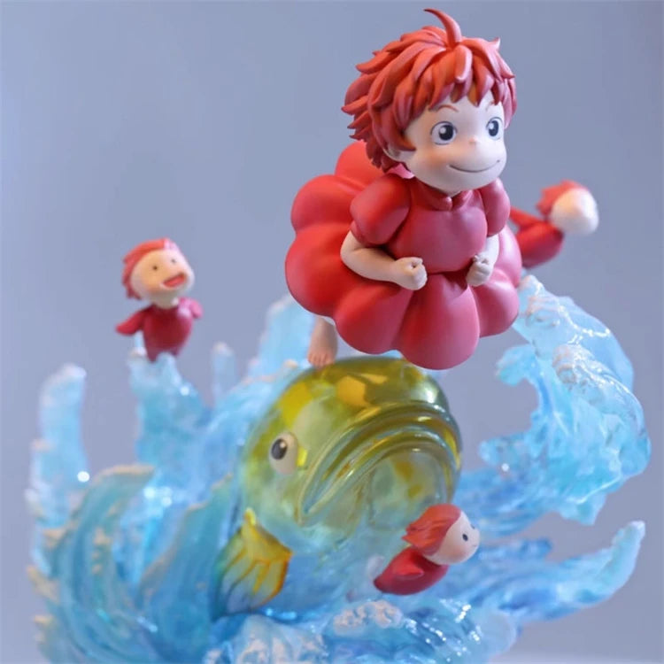 21cm Goldfish Hime On The Cliff Anime Figure Goldfish Hime Tripping Ponyo Statue Model With Light Collection Toy Desk Decor Gift