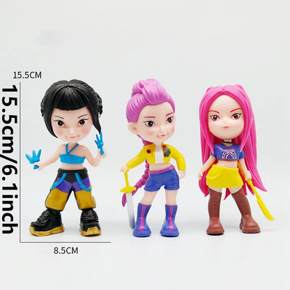 15.5cm KPop Demon Hunters Anime Figure Cartoon Cute Rumi Action Figure Kawaii Mira/Zoey Figurine PVC Collection Model Doll Toys