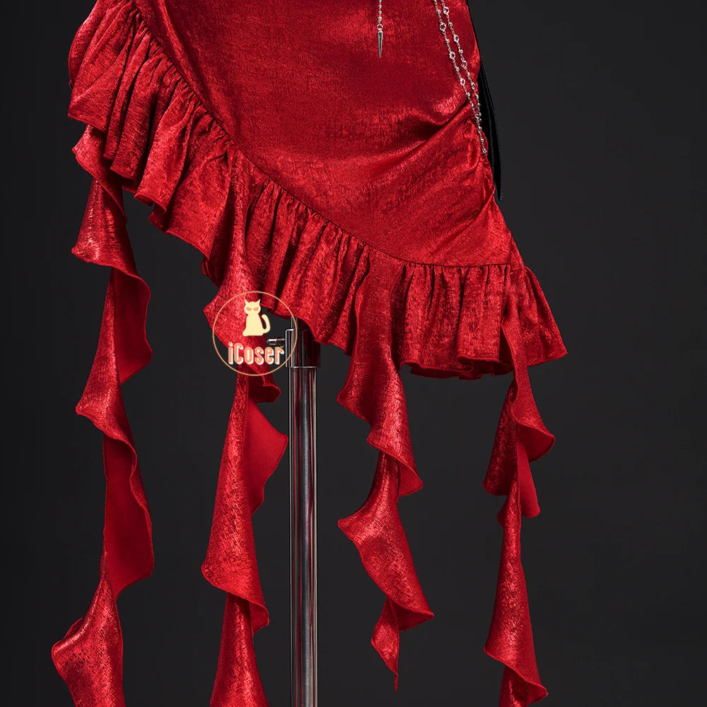 Love and Deepspace MC Cosplay Costume Midnight Waltz Red Dress Heroines New Skin Outfit Sylus Halloween Party for Women Girls