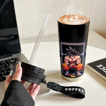 520ml Dragon Ball Thermos Cup Vegeta Water Bottle Son Goku Coffee Mug Large Capacity Drinking Bottle Kids Student Water Cup Gift