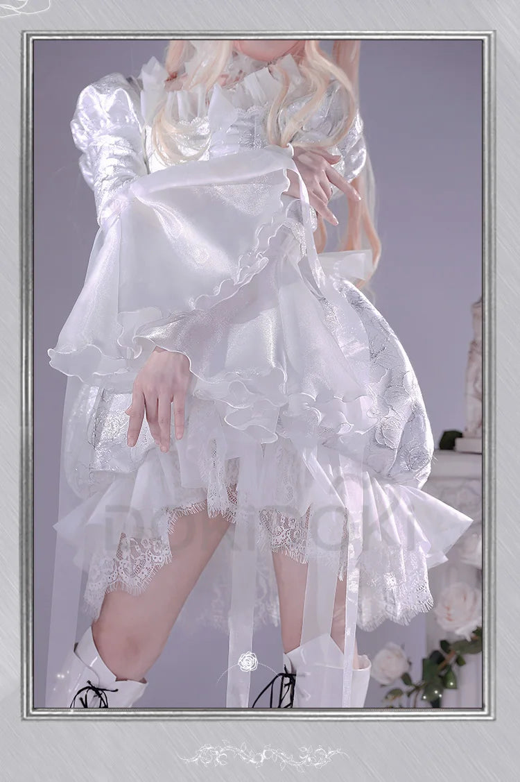 Kirakishou Cosplay Anime Rozen Maiden Cosplay DokiDoki-R Women Kirakishou Cosplay Lolita Gothic Dress White Lolita