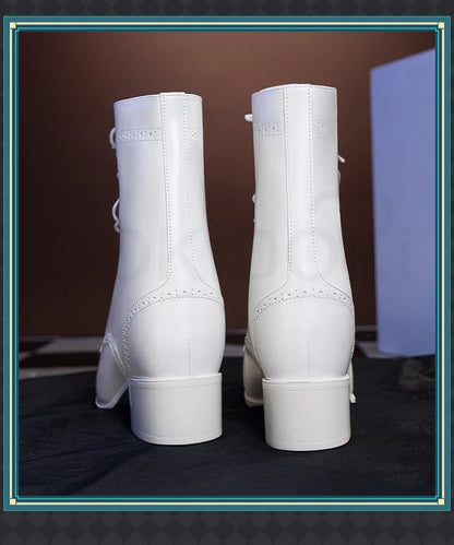 IN STOCK Men Women Cosplay Props 19cm Heightening Shoes DokiDoki Men Daily Black White 15cm Leather Shoes Halloween Cosplay