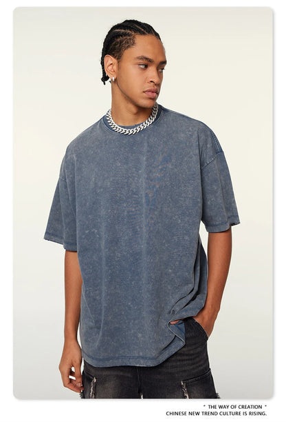 ZODF Vintage 2024 Summer Men Washed Solid 230gsm T-Shirts Unisex Ripped Breathable Quick Dry Cooling Feeling T Shirt Tees HY0801