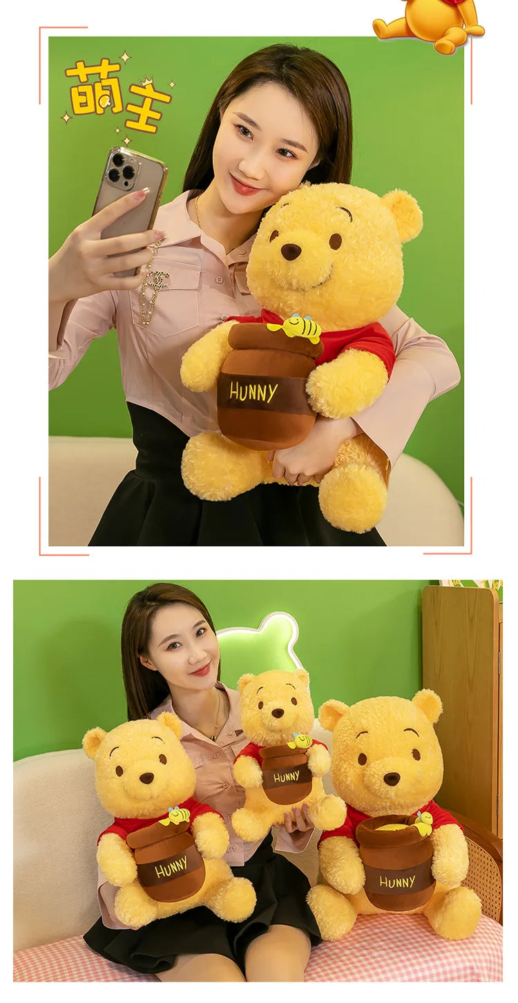 35-55cm Anime Honey Jar Winnie The Pooh Soft Plush Toys Pooh Bear Stuffed Animal Dolls Children Kids Kawaii Birthday Gift