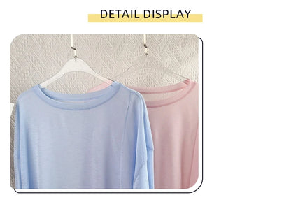 Women’s Long Sleeve Yoga Shirt O-Neck Breathable Loose Fit Sports Top for Running Pilates Gym Fitness