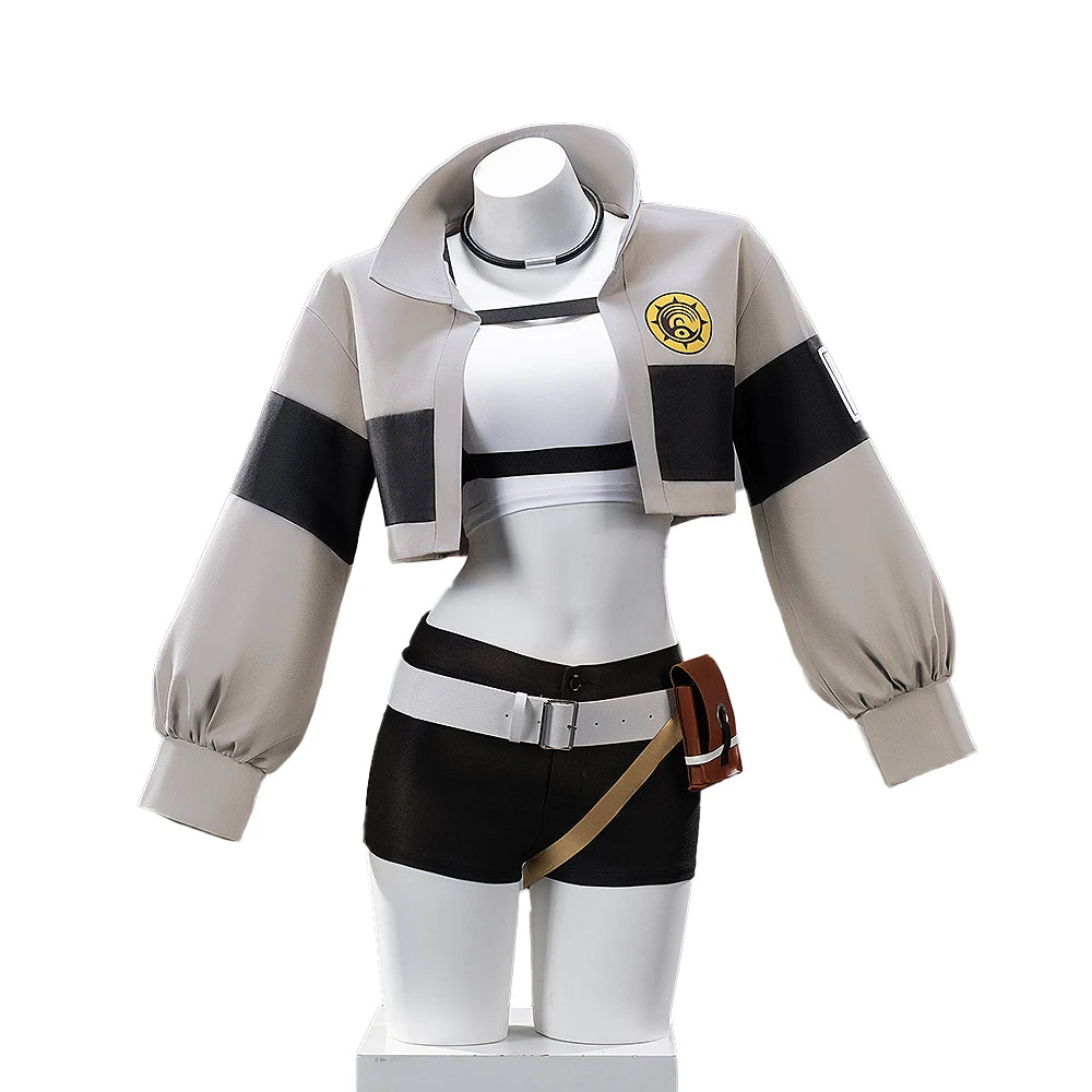 IN STOCK Reaper Riyo Cosplay Costume Anime Gachiakuta DokiDoki-N Halloween Grey Costume Women Li Glaze  Riyou Cosplay Wig Choker