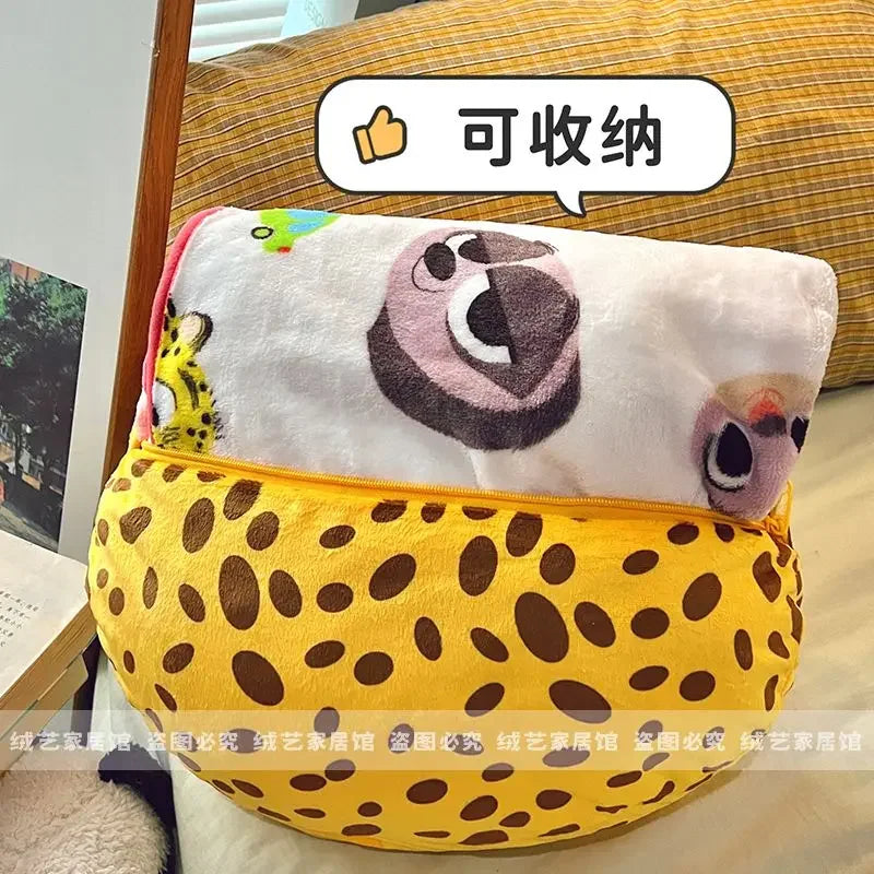 Cartoon Animal Zootopia Cushion Blanket Comfortable Soft Bed Back Cushion Nick Judy Fox Rabbit Leopard Cushion Blanket Car Gift