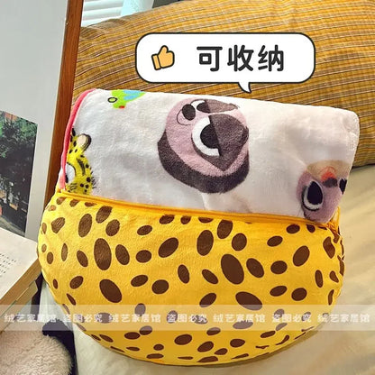 Cartoon Animal Zootopia Cushion Blanket Comfortable Soft Bed Back Cushion Nick Judy Fox Rabbit Leopard Cushion Blanket Car Gift