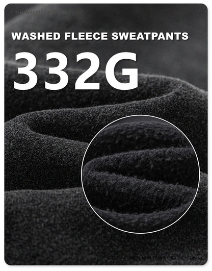 ZODF New Autumn Winter Men Fleece Sweatpants Women Unisex 332gsm Washed Ribbon Warm Joggers Pants Brand Clothes HY0877