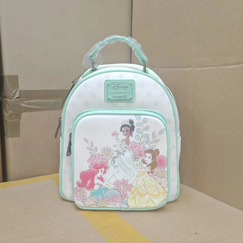 Loungefly Disney Princess Schoolbag Belle Ariel Tiana Cartoon Anime Large Capacity Lightweight Backpack Homecoming Season Gift