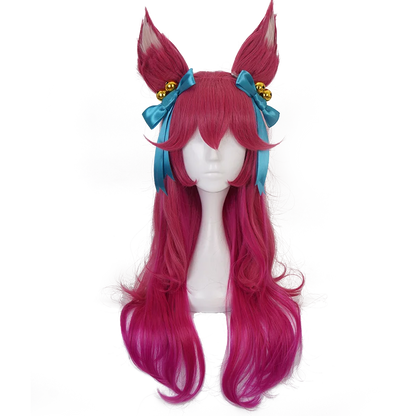 IN STOCK UWOWO League of Legends LOL Spirit Blossom Ahri Foxx Cosplay Wig With Ears Long Hair