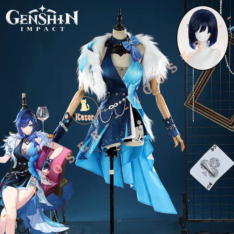 Genshin Impact Yelan Tranquil Banquet Cosplay Costume Wig Dress New Skin Uniform Outfit Halloween Party for Women Girls Props