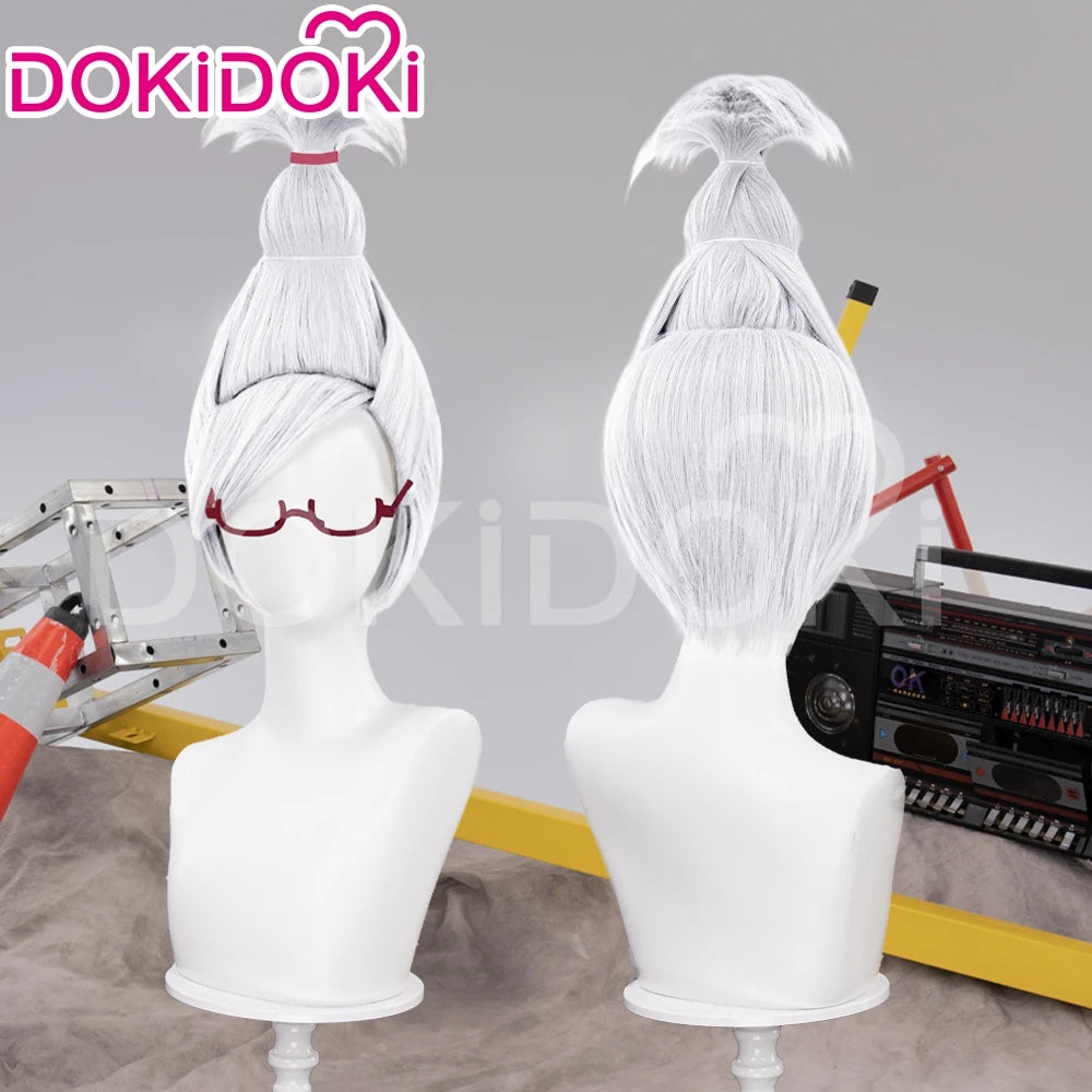 IN STOCK Seiko Ayase Wig Anime Dandadan Cosplay DokiDoki Halloween Grey Hair DAN DA DAN Seiko Glasses Ear Clips Patch Free Cap