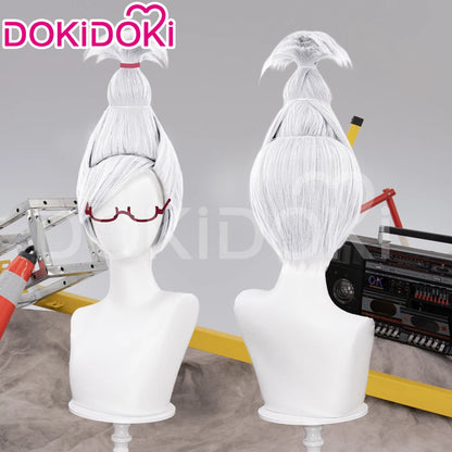 IN STOCK Seiko Ayase Wig Anime Dandadan Cosplay DokiDoki Halloween Grey Hair DAN DA DAN Seiko Glasses Ear Clips Patch Free Cap