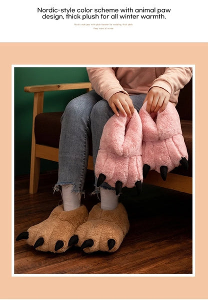 New Animal Claw Shoes For Adults, Warm And Casual Cute And Cute Plush Toys All Inclusive Flat Slippers Wholesale