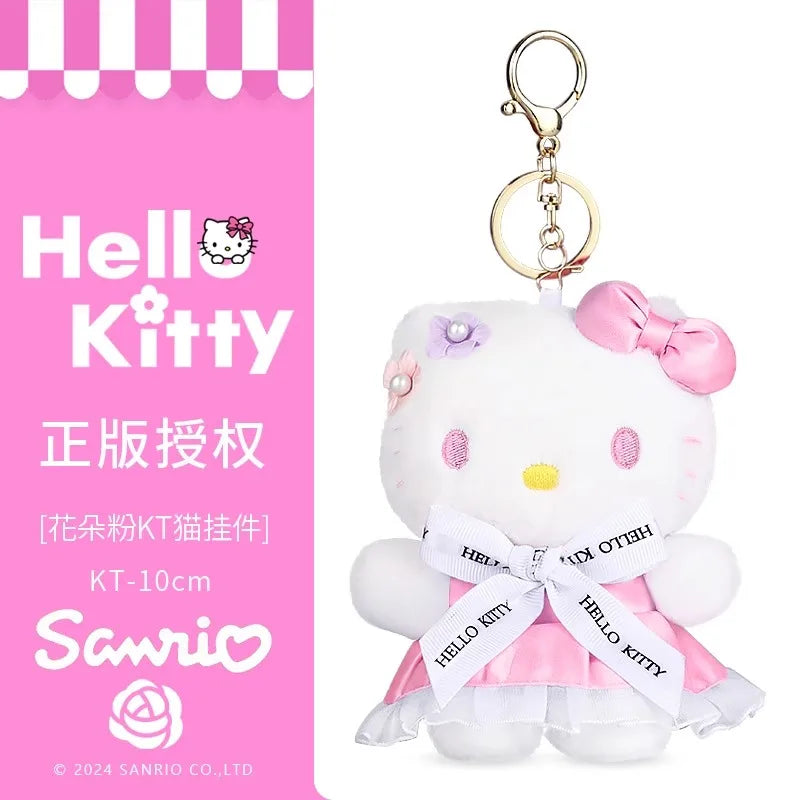 Genuine Sanrio Hello Kitty Cute Stuffed Keychain Car School bag Pendant Kids Plush Toy Keyring Plushier Strap Doll Birthday Gift