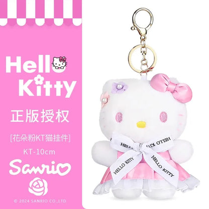 Genuine Sanrio Hello Kitty Cute Stuffed Keychain Car School bag Pendant Kids Plush Toy Keyring Plushier Strap Doll Birthday Gift