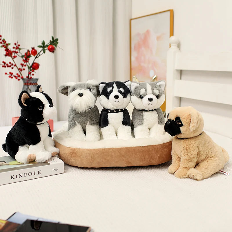 Simulate Dog Plushies Soft Toys Stuffed Bulldog Shar-pei Schnauzer Plush Toy Home Decor Girl Boy Companion Birthday Gift