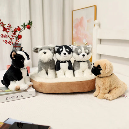 Simulate Dog Plushies Soft Toys Stuffed Bulldog Shar-pei Schnauzer Plush Toy Home Decor Girl Boy Companion Birthday Gift