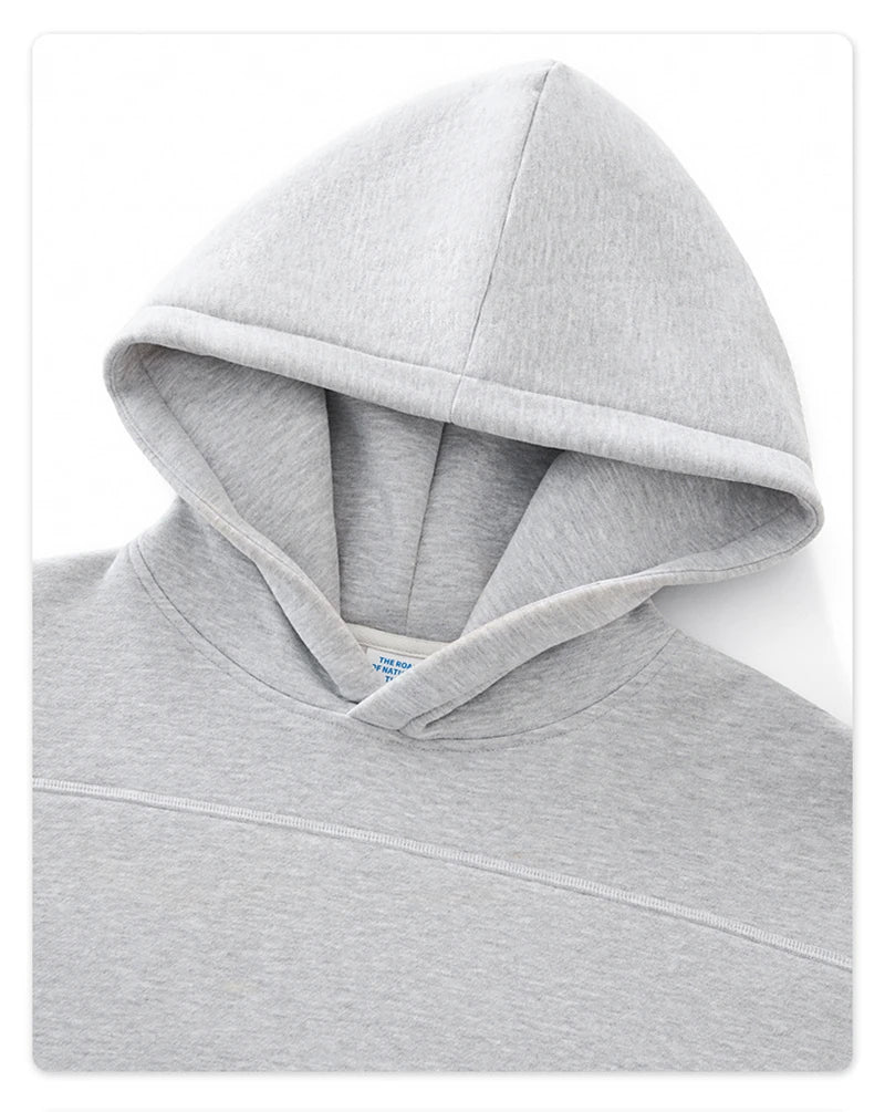ZODF Trendy Men 350gsm Fleece Loose Boxy Fit Hooded Hoodie Unisex Hip Hop Solid Warm Pullovers Coat For Winter HY0032