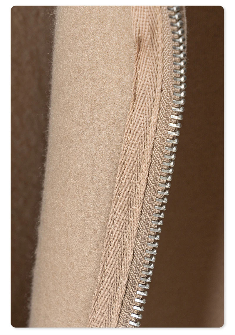 ZODF Fashion Winter Men Warm Zipper Fleece Hoodies Unisex Loose Basic 345gsm Knitted Hooded Hoodie Coats HY0904