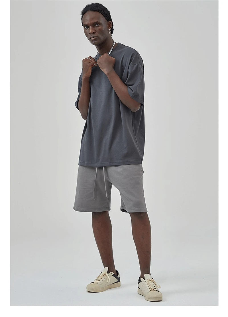 ZODF 2025 Spring Summer Men Solid 100% Cotton T-Shirts Unisex Women Loose 230gsm Noshrink Basic T Shirt Brand Tops HY0151