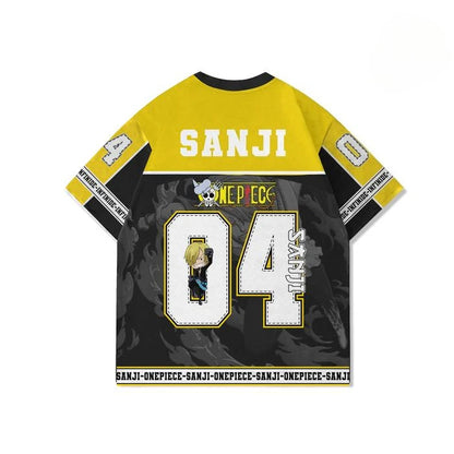 04 Jersey One Piece Sanji Anime Y2k Korean Style Kpop Baseball Hockey T-shirt Fashion Streetwear Anime Daily Unisex Tops Tees