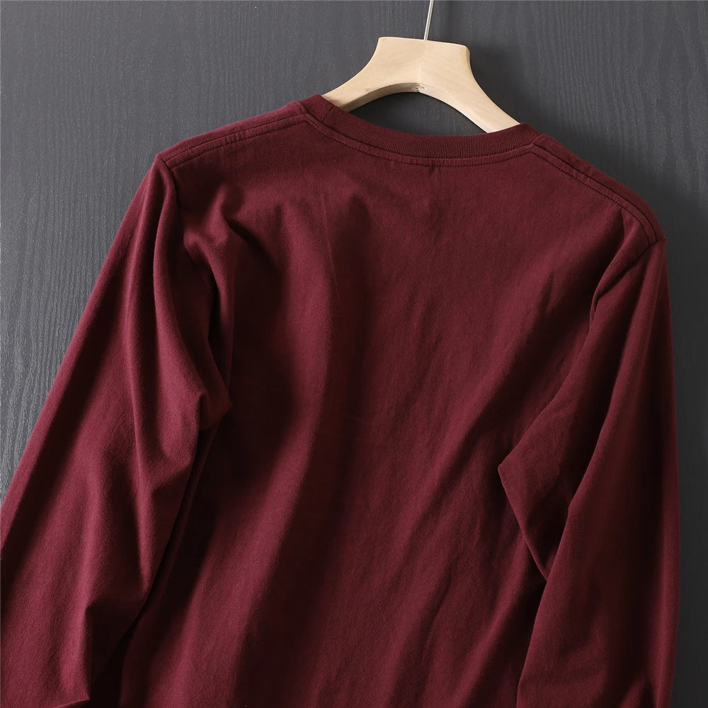 2025 Autumn New American Retro Long-sleeved O-neck Letter Printed T-shirt Men's Fashion 100% Cotton Washed Casual Sport Tops