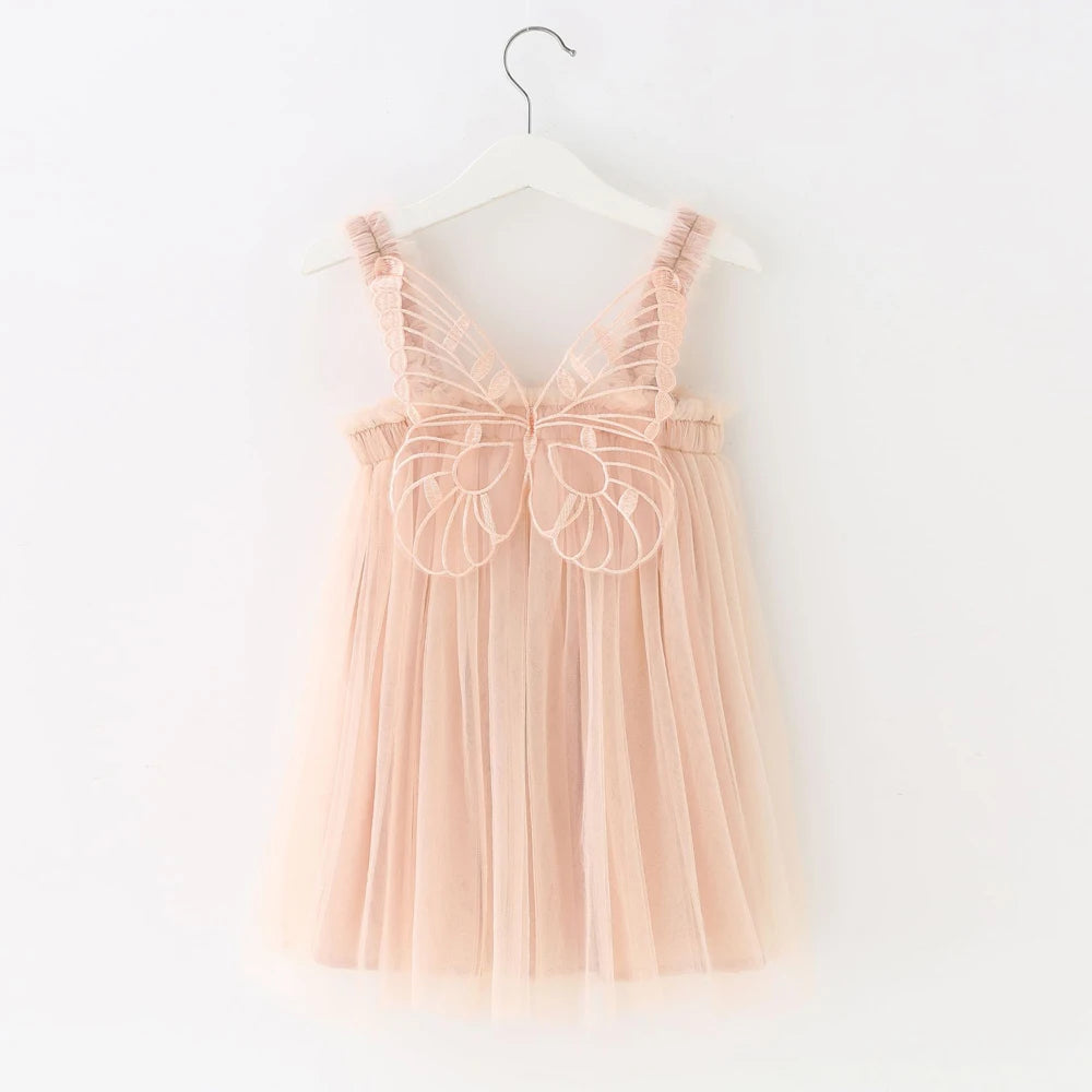 Baby Girl Dress Newborn 3 to 6 9 12 18 Months Wedding Party Kids Tulle Dress Suspender Dress Butterfly Wing Dress Summer Clothes