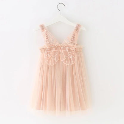 Girl Clothes 2024 Summer Princess Dresses Orange Sleeveless Dress Korean Kids Dress Butterfly Party Holiday Dresses for Children