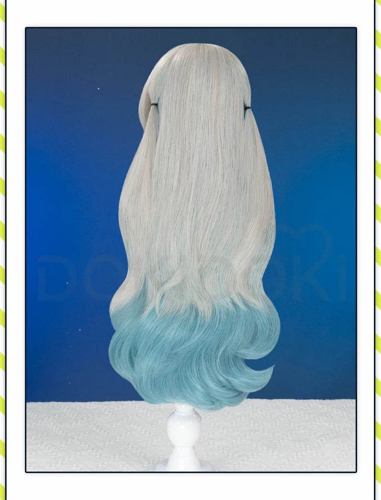 Firefly Wig Cosplay Game Honkai: Star Rail DokiDoki Women Silvery Blue Long Hair Firefly Cosplay Headdress Free Cap