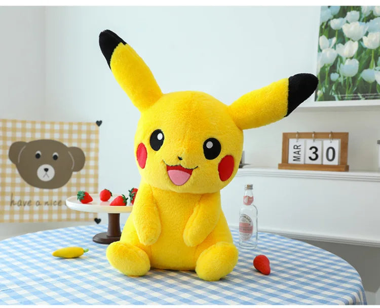 30/45/60/75CM Pokémon Short Fur Pikachu Plush Pet Pocket Monster Kawaii Cartoon Animal Comfortable Soft Doll Children Toy Gift