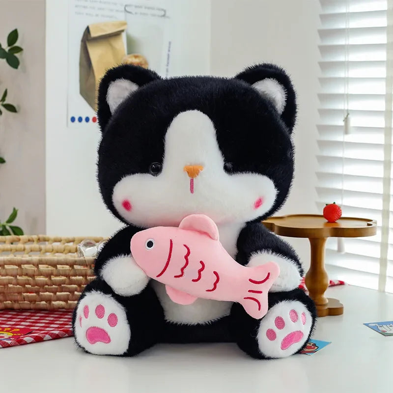 45cm Kawaii Stuffed Toys Lace Scarf Cat Plush Doll Fluffy Soft Cat Baby Doll Cute Cartoon Cat Stuffed Toy Home Decor Kid Gifts