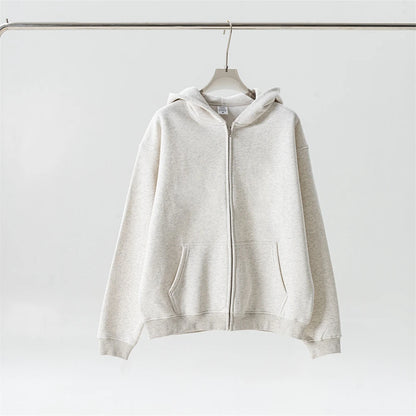 ZODF Fashion Winter Men Warm Zipper Fleece Hoodies Unisex Loose Basic 345gsm Knitted Hooded Hoodie Coats HY0904