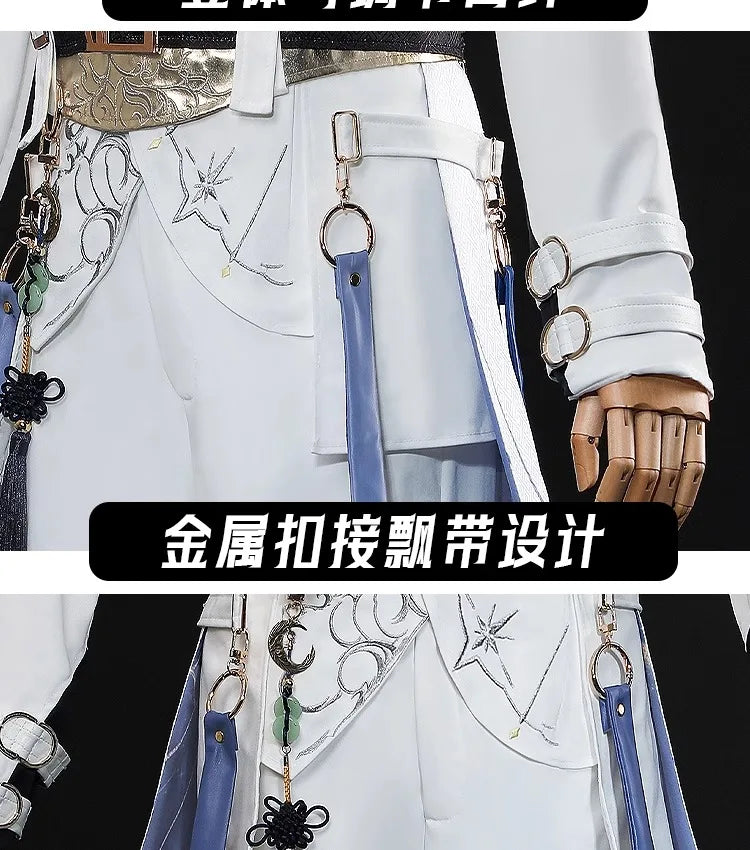 Love and Deepspace Xavier Lumiere Cosplay Costume Wig Shimmering Moonlight Uniform Earrings Halloween Party Women Men Carnival