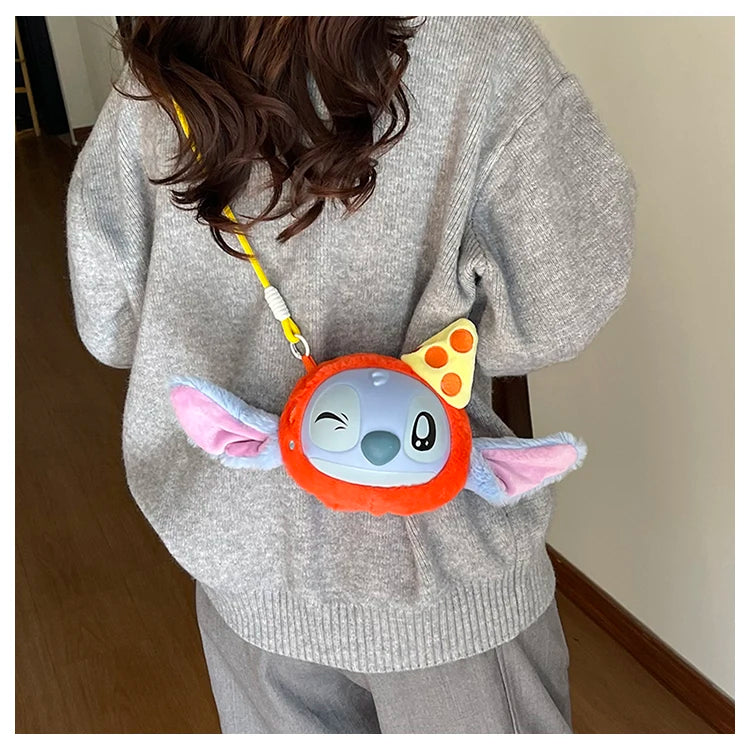 New Disney Stitch Cartoon Plush Backpack Cute Winter Gift For Girls Stuffed Animal Toy Plushie Bag Kids Carry-On Satchel