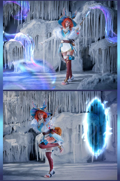 IN STOCK Auroraa Kaynn Cosplay Costume Game Cosplay DokiDoki-R Women Auroraa Witch Costume Mace Hat Ears Props