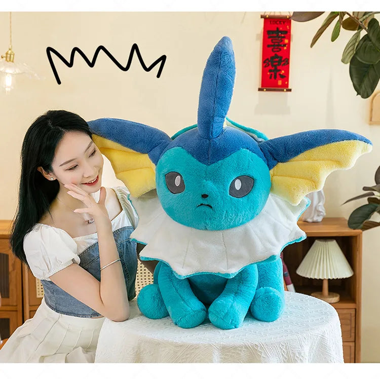45/60/80CM Big Size Pokémon Jolteon Plushies ‌Vaporeon Cartoon Anime Stuffed Ornament Comfortable Soft Doll Children's Toy Gift
