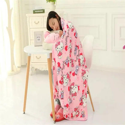 Aoger Kawaii Hello Kitty Rose Velvet Plush Melody Pillow Plushie Toy Soft Pillow Decorative Doll Bedding Kids Birthday Gift