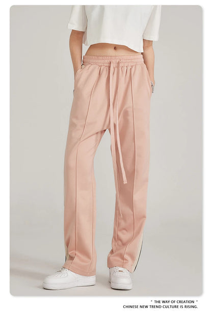 ZODF Spring Summer 275GSM Basic Side Webbing Trousers For Men Unisex American Retro Casual Sports Straight Pants HY0540