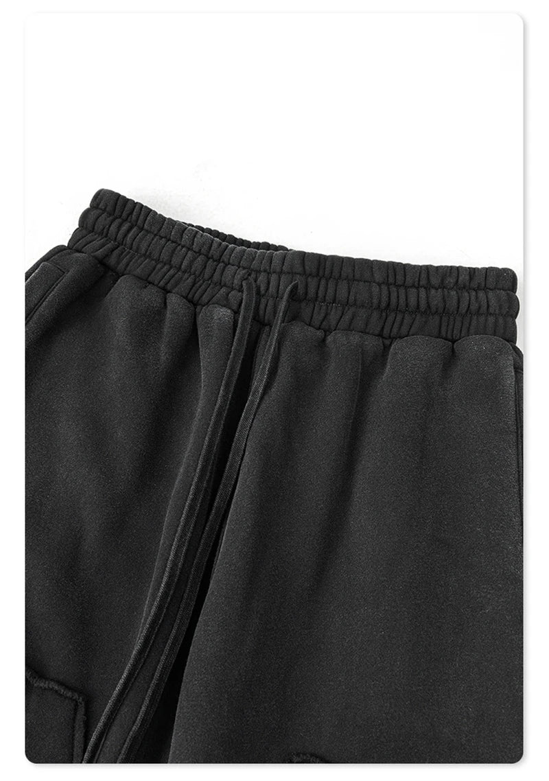 ZODF Fashion 2024 Winter Patches Fleece Straight Pants Retro Unisex Loose Washed 305gsm Warm Soft Trousers Brand Bottoms HY0872