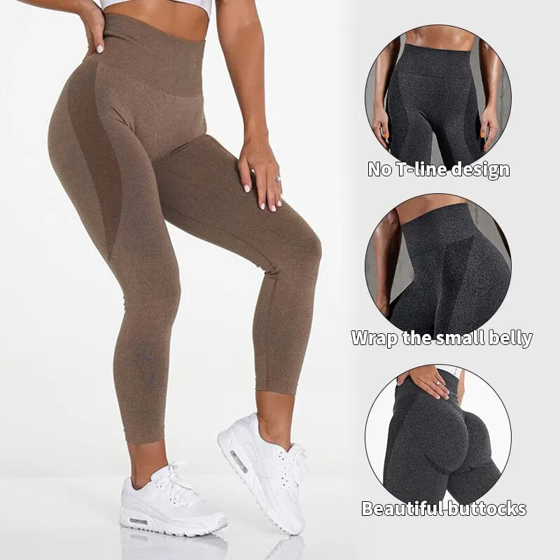 Women High Waist Seamless Yoga Leggings Butt Lift Curves Fitness Workout Tights Elastic Gym Training Pants